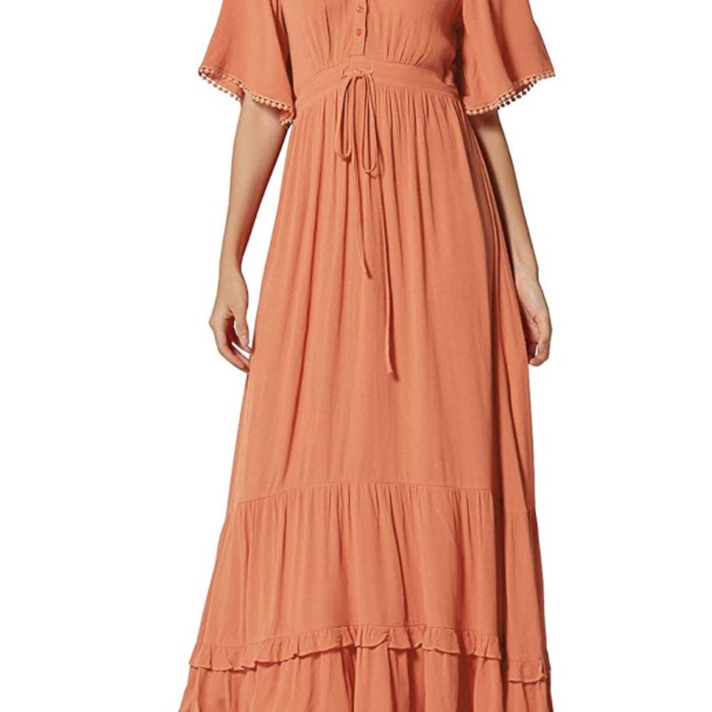 R.Vivimos Orange Long Dress. Size L